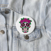 Badge Rond 7,6 Cm Crâne mexicain 2 (En situation)