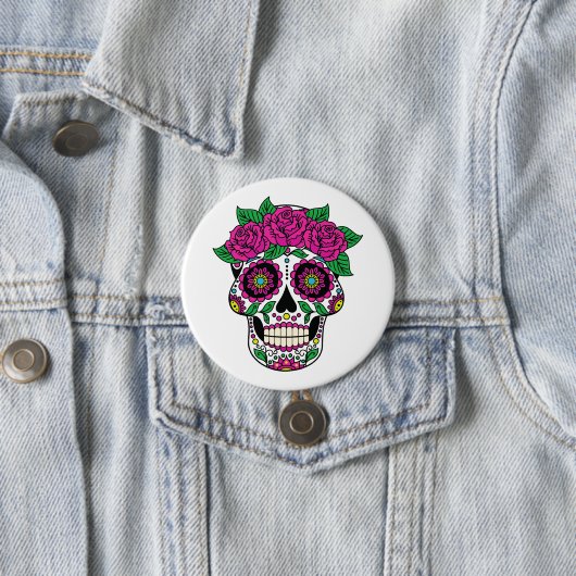 Badge Rond 7,6 Cm Crâne mexicain 2 (En situation)
