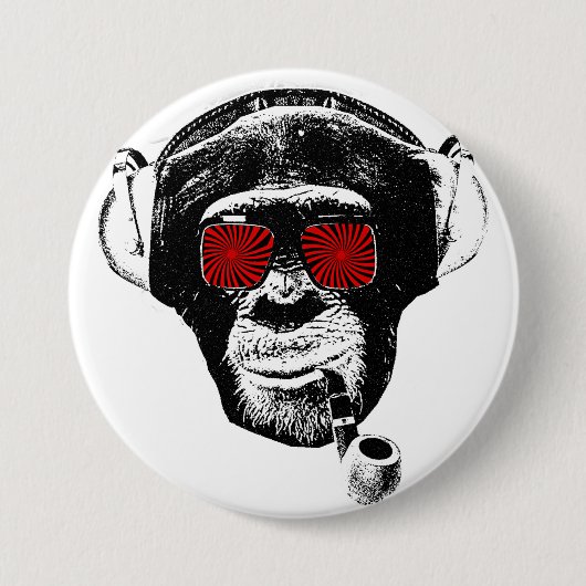 Badge Rond 7,6 Cm crazy monkey (Devant)