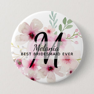 Badge Rond 7,6 Cm Créer sa propre PINK BLUSH FLORAL BOHO BridalParty