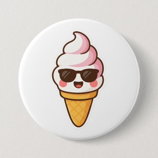 Badge Rond 7,6 Cm Crème glacée cool Kawaii (Devant)