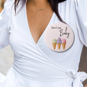 Badge Rond 7,6 Cm Crème glacée douce été ici Baby shower Scoop