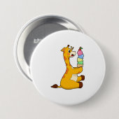 Badge Rond 7,6 Cm Crème glacée Giraffe gaufre (Devant & derrière)