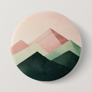 Badge Rond 7,6 Cm Crête Pastel – Paysage de Montagne Géométrique #1