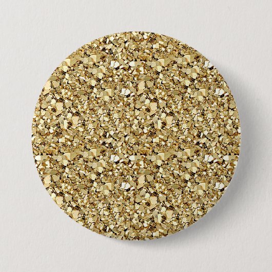 Badge Rond 7,6 Cm cristal druzy - or métallique (Devant)
