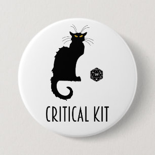 Badge Rond 7,6 Cm Critical Kit Funny Cat D20 RPG Tabletop Gaming