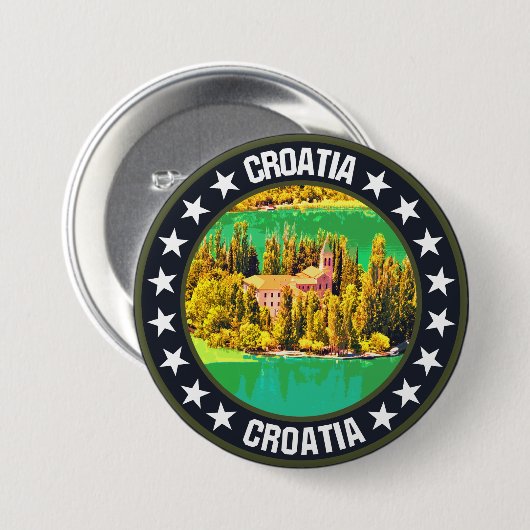 Badge Rond 7,6 Cm Croatie (Devant & derrière)