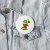 Badge Rond 7,6 Cm Crocodile à Field hockey avec bâton (En situation)