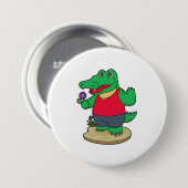 Badge Rond 7,6 Cm Crocodile aux fleurs (Devant & derrière)