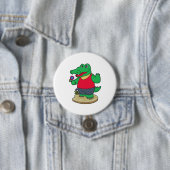 Badge Rond 7,6 Cm Crocodile aux fleurs (En situation)