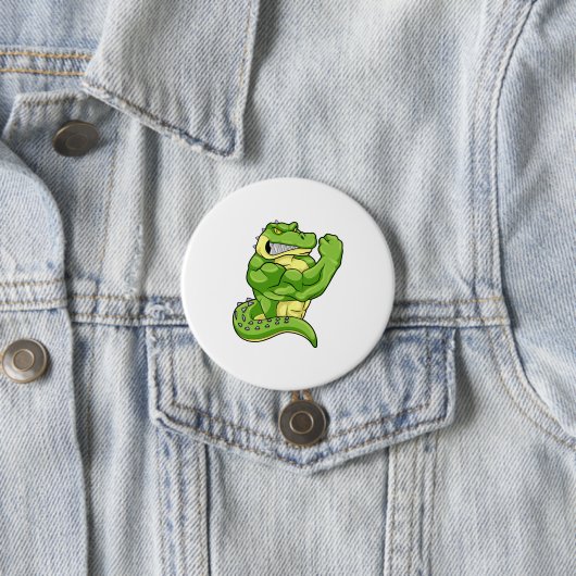 Badge Rond 7,6 Cm Crocodile comme Bodybuilder & grands Muscles (En situation)