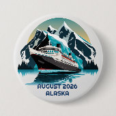 Badge Rond 7,6 Cm Croisière Navire Océan Alaska mountain (Devant)