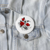 Badge Rond 7,6 Cm Croissant mécanique avec roses rouges (En situation)