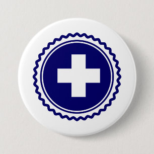 Badge Rond 7,6 Cm Croix bleue de soins de santé de premier réponde