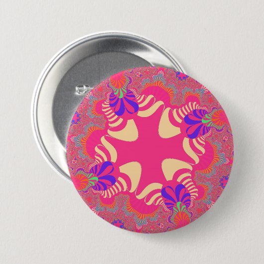 Badge Rond 7,6 Cm Croix Bubblegum rose (Devant & derrière)