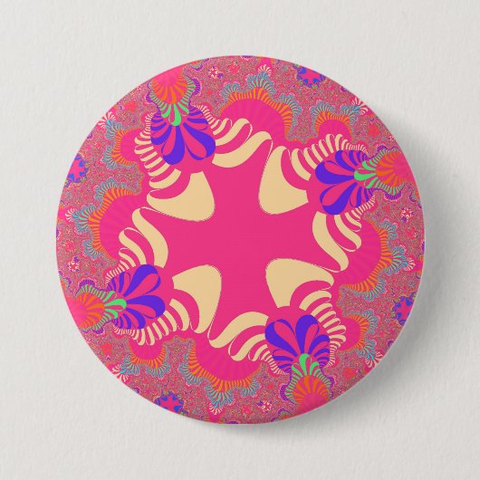 Badge Rond 7,6 Cm Croix Bubblegum rose (Devant)