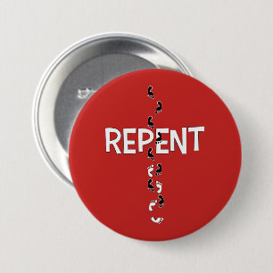 Badge Rond 7,6 Cm Croix des empreintes REPENT