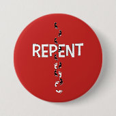 Badge Rond 7,6 Cm Croix des empreintes REPENT (Devant)