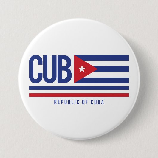 Badge Rond 7,6 Cm Cuba ISO Code Alpha 3 (Devant)