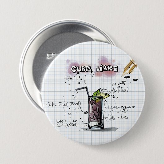 Badge Rond 7,6 Cm Cuba Libre (Devant & derrière)