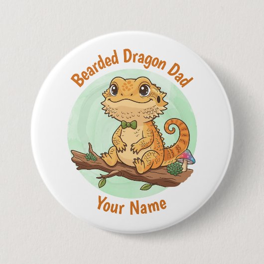 Badge Rond 7,6 Cm Custom Bearded Dragon Dad Button (Devant)