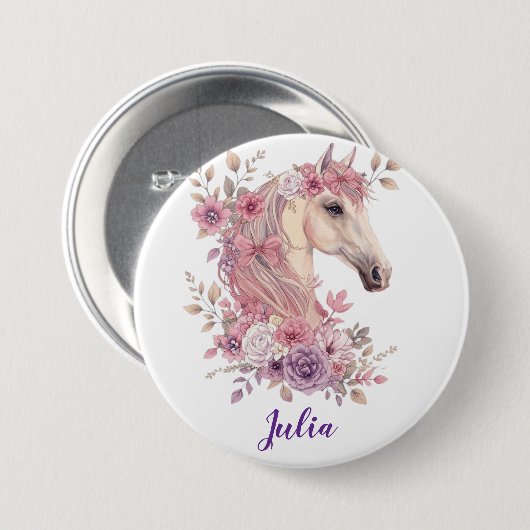 Badge Rond 7,6 Cm Customizable Pretty Ponies and Petals (Devant & derrière)