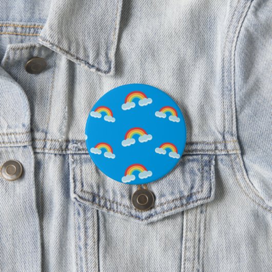 Badge Rond 7,6 Cm Cute arc-en-ciel avec Motif nuages (En situation)