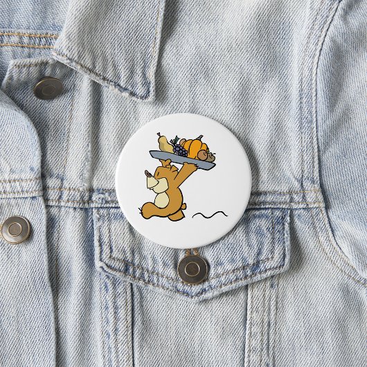 Badge Rond 7,6 Cm Cute Bear transportant une cueillette festive Plat