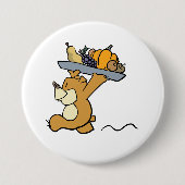Badge Rond 7,6 Cm Cute Bear transportant une cueillette festive Plat (Devant)