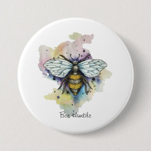 Badge Rond 7,6 Cm Cute Bee And Rainbow Wash
