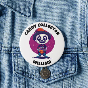 Badge Rond 7,6 Cm Cute Candy Collector Skeleton Boys Halloween
