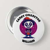 Badge Rond 7,6 Cm Cute Candy Collector Skeleton Boys Halloween (Devant & derrière)