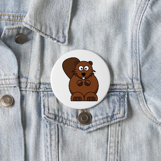 Badge Rond 7,6 Cm Cute Cartoon Beaver Funny Bois Animal
