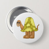 Badge Rond 7,6 Cm Cute Cartoon Turtle with Puffy Green Shell (Devant & derrière)