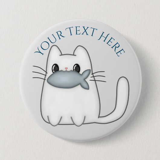 Badge Rond 7,6 Cm Cute chat avec poisson Prix (Devant)