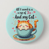 Badge Rond 7,6 Cm Cute Chat en Teacup Kawaii Art Cosy (Devant)