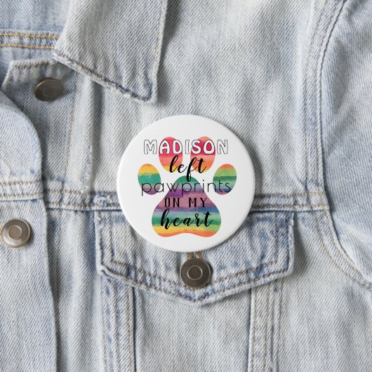 Badge Rond 7,6 Cm Cute Custom Rainbow Bridge Empreintes de pattes su (En situation)