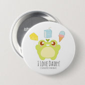 Badge Rond 7,6 Cm Cute I Love Dairy Traite Frog (Devant & derrière)