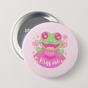 Badge Rond 7,6 Cm Cute Kiss Me Frog - Xoxo