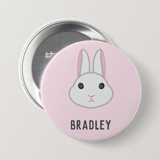 Badge Rond 7,6 Cm Cute lapin blanc sur rose (Devant & derrière)