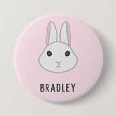 Badge Rond 7,6 Cm Cute lapin blanc sur rose (Devant)