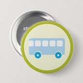 Badge Rond 7,6 Cm Cute Pastel Blue School Bus Icon (Devant & derrière)