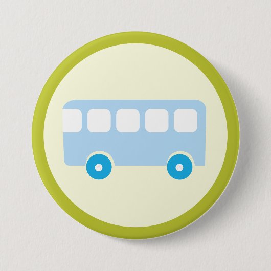 Badge Rond 7,6 Cm Cute Pastel Blue School Bus Icon (Devant)