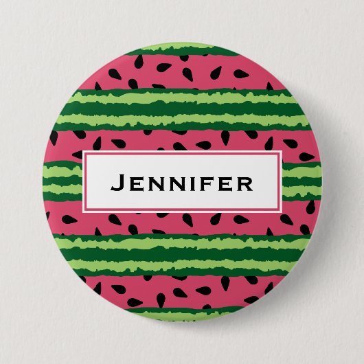 Badge Rond 7,6 Cm Cute pastèque Motif rose et vert (Devant)