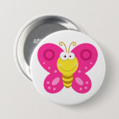 Badge Rond 7,6 Cm Cute Pink Butterfly (Devant & derrière)