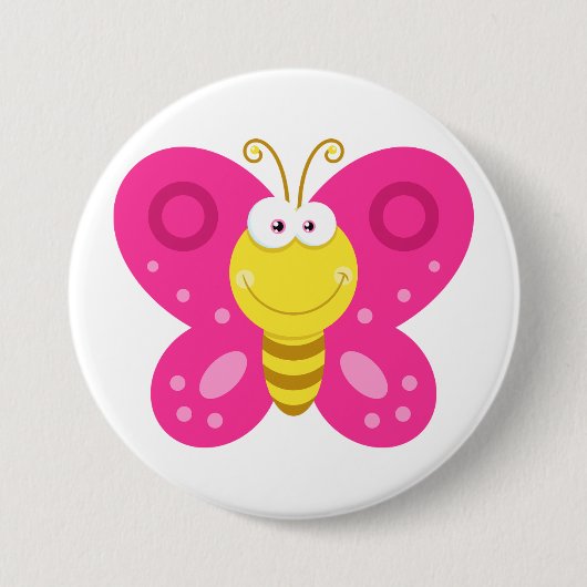 Badge Rond 7,6 Cm Cute Pink Butterfly (Devant)