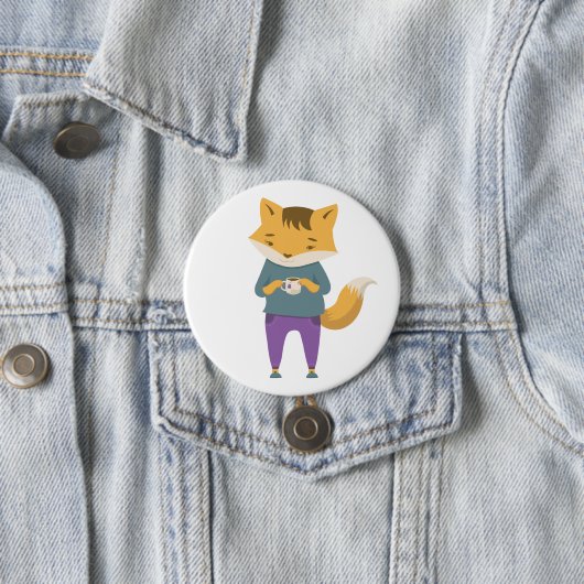 Badge Rond 7,6 Cm Cute renard avec tasse de thé (En situation)