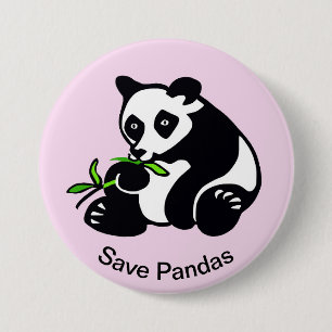 Badge Rond 7,6 Cm Cute Save PANDAS - Graphique animal en voie de dis