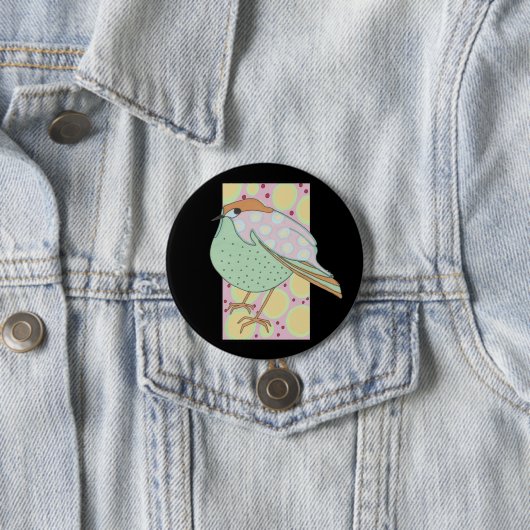Badge Rond 7,6 Cm Cute Stylé Pastel Songbird encadré (En situation)