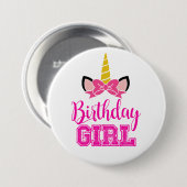 Badge Rond 7,6 Cm Cute Unicorn ANNIVERSAIRE FILLE (Devant & derrière)